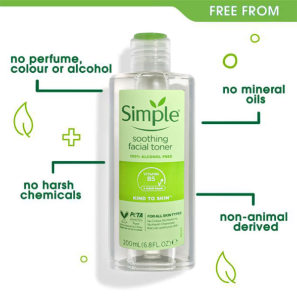 Simple Kind To Skin Soothing Facial Toner 200ML - Image 3